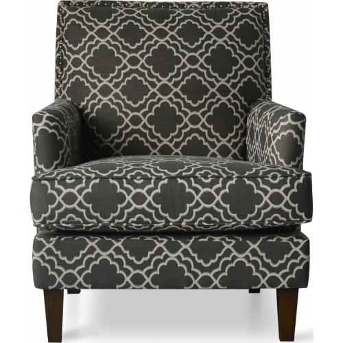 Aubrey Accent Chair in Granite Grey Moroccan Pattern Fabric